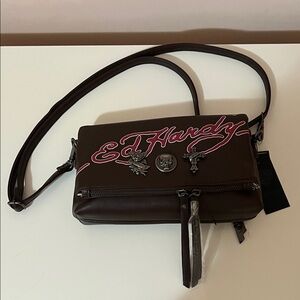 NWT Ed Hardy Brown Crossbody Purse